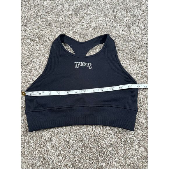 Darc Sport SHE High Neck Sports Bra Racerback Wolf Logo Compression Gym Black S - Picture 3 of 6